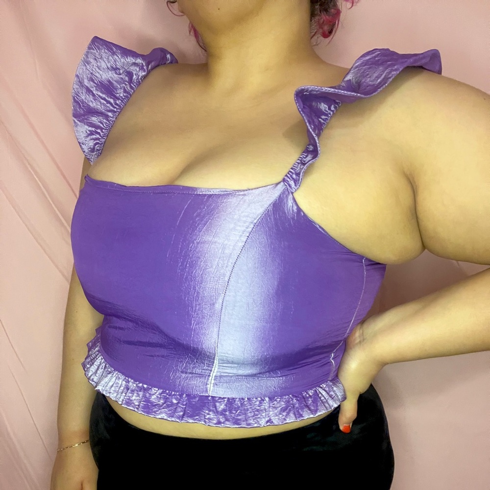 Fairycore purple metallic crop top